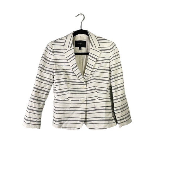 Banana Republic Factory White Blue Striped Business Casual Blazer Suit Jacket 0 - Picture 1 of 7